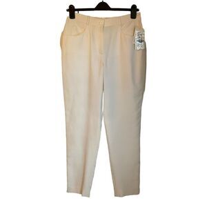 Carlisle Pants Silk Off White Embroidered Back Pockets Front Zip Closure 14
